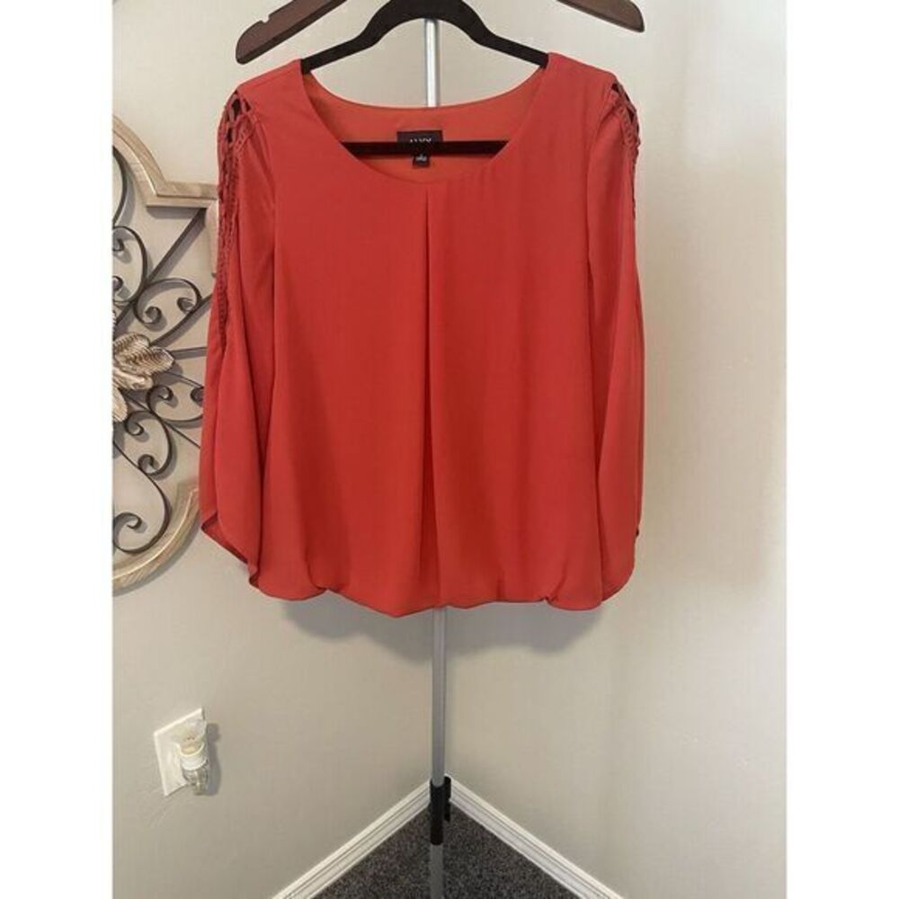 Alyx Women's Sz M Orange‎ Split Sleeve Top Elastic Waist